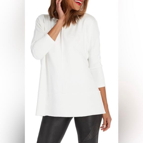 Spanx Perfect Length Dolman Sweatshirt White Oversized Tunic Top Plus Size 1X - Picture 1 of 9